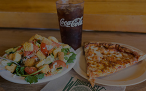 ONE SLICE <br/>ONE SALAD <br/>ONE SODA